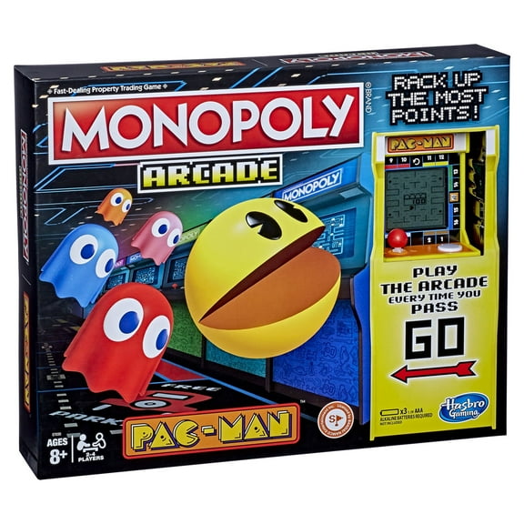 Monopoly arcade Pac-Man Game; for Kids Ages 8 and up; includes Banking and arcade Unit