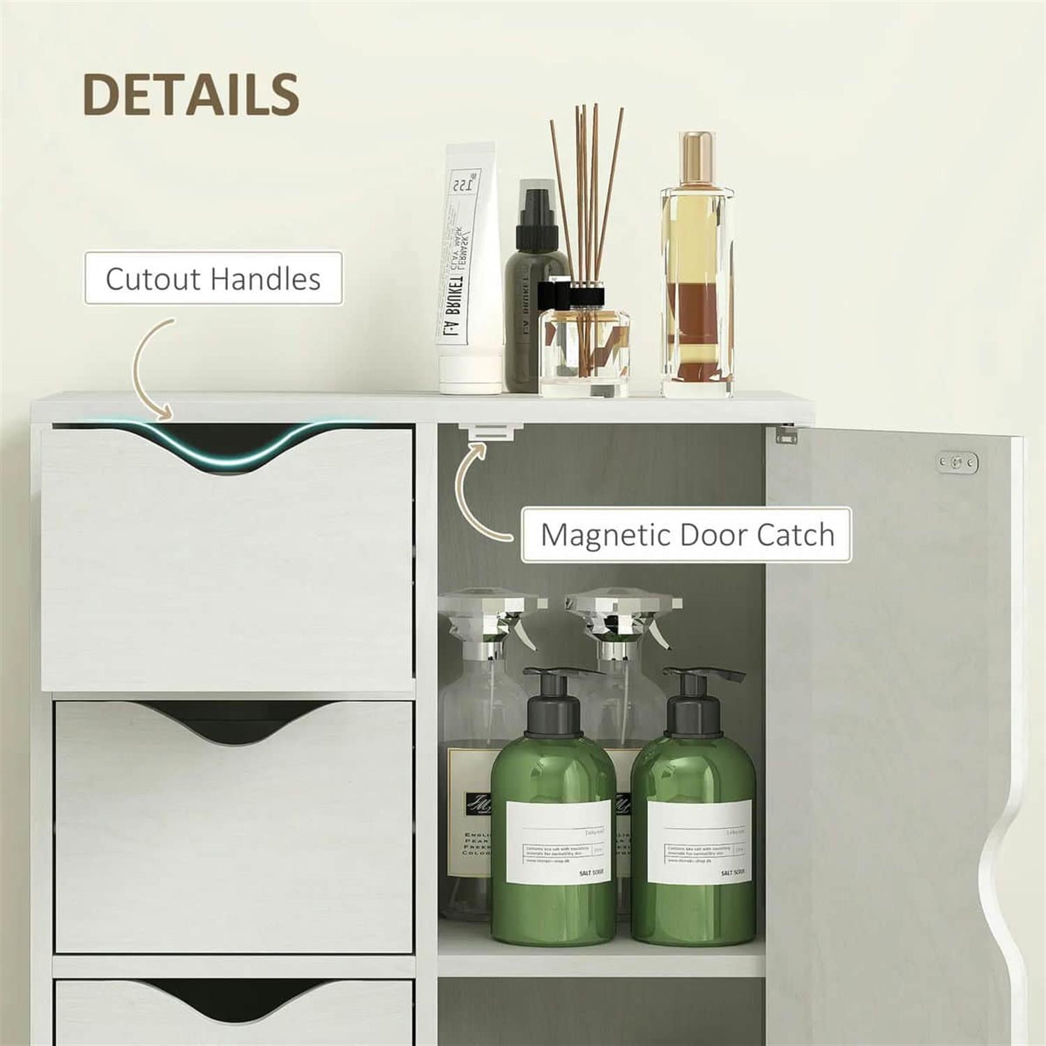 Demi Bonn 32" Freestanding Storage Cabinet, Modern 4-Drawer Bathroom Floor Cabinet, Space-Saving, White