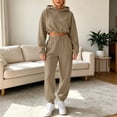 thumbnail image 6 of Chbgutlmr Sweatsuits Women 2 Piece Outfits Long Sleeve Drawstring Hem Crop Hoodies Cinch Bottom High Waist Joggers Casual Workout Plain Trendy Sets, 6 of 9