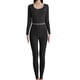 thumbnail image 1 of Ropa interior térmica para mujer Conjunto de pijama de capa base con forro polar para clima frío - Negro, 1 of 6