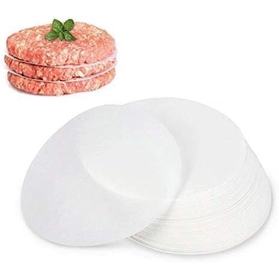 Siloon 200pcs Wax Paper Non-Stick Hamburger Patty Paper Food Grade BBQ Grill Waxed Stencil Sheet Restaurant-Grade Round Wax Paper, 4.3 inch