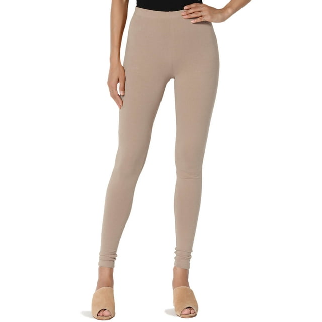 TheMogan Leggings Longs Taille Mi-Haute en Jersey de Coton de Luxe pour Femmes