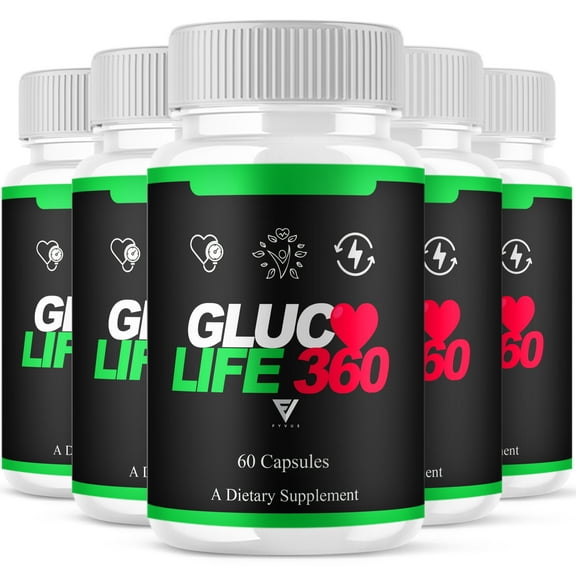 (5 Pack) Gluco Life 360 Blood Support Capsules, GlucoLife360 (300 Capsules)