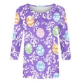 thumbnail image 5 of Odbmxy Easter Tops for Women 3/4 Sleeve Holiday Women T Shirt Summer Vintage Regular Print Casual Purple Shirts, 5 of 5