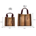 thumbnail image 3 of Bolso de hombro Bolso femenino simple de gran capacidad con asa superior informal a rayas (S) Marrón, 3 of 9