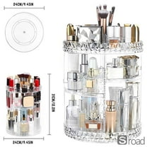2-Tier Spinning Makeup Organizer, 360° Rotating Acrylic Skincare Display Stand with Compartments for Makeup Brushes, Lipsticks, & Beauty Products,A