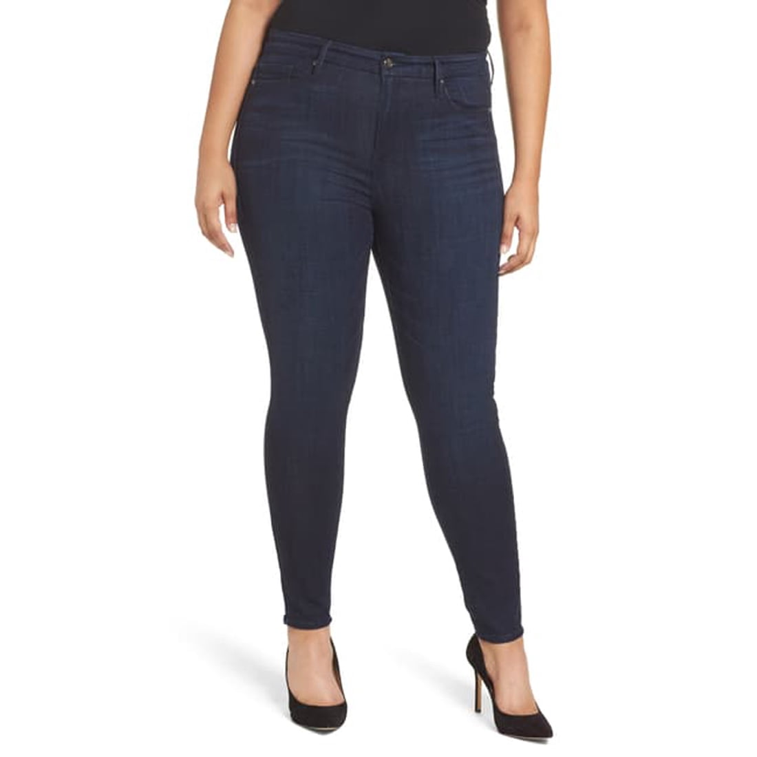 Waist Ankle Skinny Jeans, Blue 085 