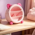 thumbnail image 4 of Dusknt Slanted Desktop Organizer, Cute Ear Shaped Storage Cup, Multi Grid Pan Holder for Home Bedroom Study, Pink, 4 of 4