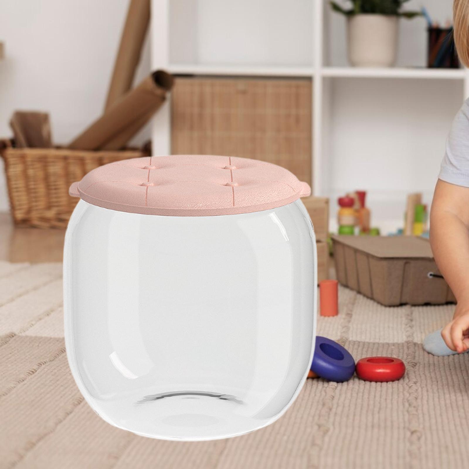 Tongina Small Stool Box Building Blocks Storage Box Multifunctional Portable Toy Box Chest Doll Storage Stool for Kids Room Household L