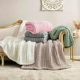 thumbnail image 6 of Chunky Knit Throw Blanket for Couch, Soft Chenille Crochet Blanket for Sofa, 50"x60", Ivory, 6 of 8