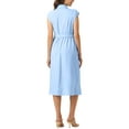 thumbnail image 3 of INSPIRE CHIC Women's Sleeveless Dresses Collared Button Down Belted Waist Midi Work Dresses XS Blue, 3 of 5