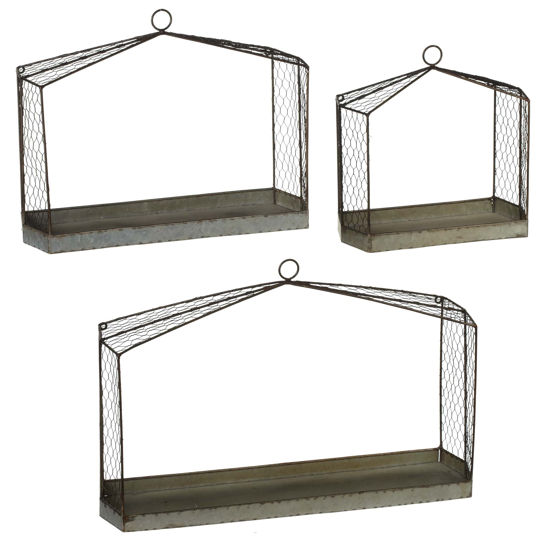 CBK Metal 3 Piece Set Chicken Wire Arch Wall Shelf 158234