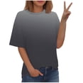thumbnail image 1 of Timegard Plus Size Tops for Women Gradient Color Short Sleeve Round Neck Blouses Casual Comfy T Shirts, 1 of 5