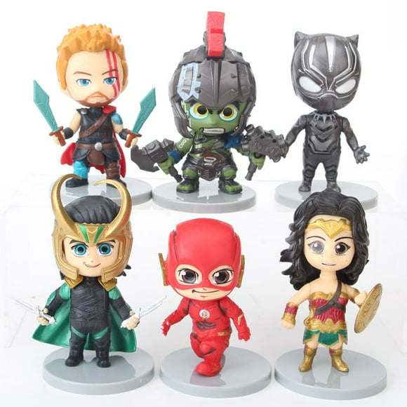 6pcs/set Avengers Captain America Spider-Man Iron Man Thor Superman PVC Action Figures Model Doll Collection Birthday Gift Toys