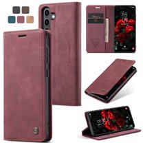 CaseMe Leather for Samsung Galaxy S24 5G Case, Flip Wallet Leather Case with Card Holder Magnetic Closure Shockproof Kickstand Protective Phone Cases Cover for Samsung Galaxy S24 5G 6.2-inch,Wine Red