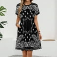 thumbnail image 2 of Black Paisley Bandana Pattern Short Sleeve Dress Women Summer Evening Dresses Ladies Sundress, 2 of 7