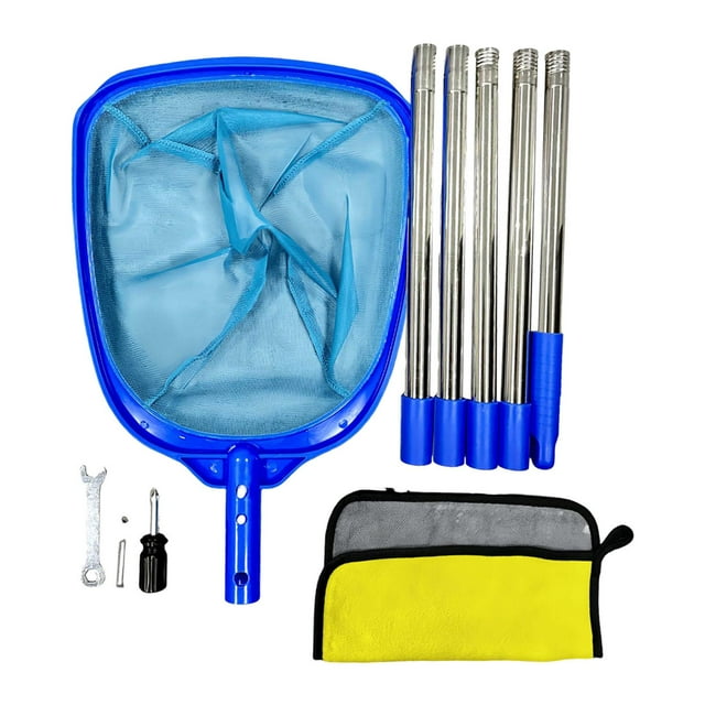 Colaxi Pool Leaf Skimmer Net Cleaning Pools Durability Professional Practical Efficient Debris Pickup Removal Pools Cleaner Supplies with 5 Section Pole