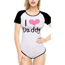 CutiePlusU Cotton Button Crotch Bodysuit Onesie Pajamas Classics Romper - Love Pink Black S