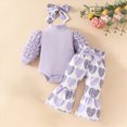 thumbnail image 2 of HCNTES Baby Girl Clothes Winter 3 6 9 12 18 Months Baby Girl Clothes Long Sleeve Romper Set Floral Flare Pants Set With Headband Baby Clothes Girl, 2 of 3