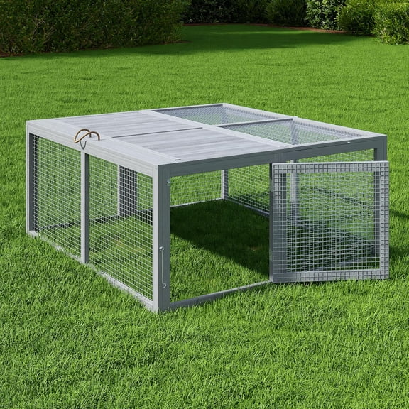 Chicken Coop Run Rabbit Hutch,Portable Chicken Cage Pens with Top & Side Opening Doors,Wooden Chicken Coop,Outdoor Indoor Small Animal Playpen,No Assembly Required