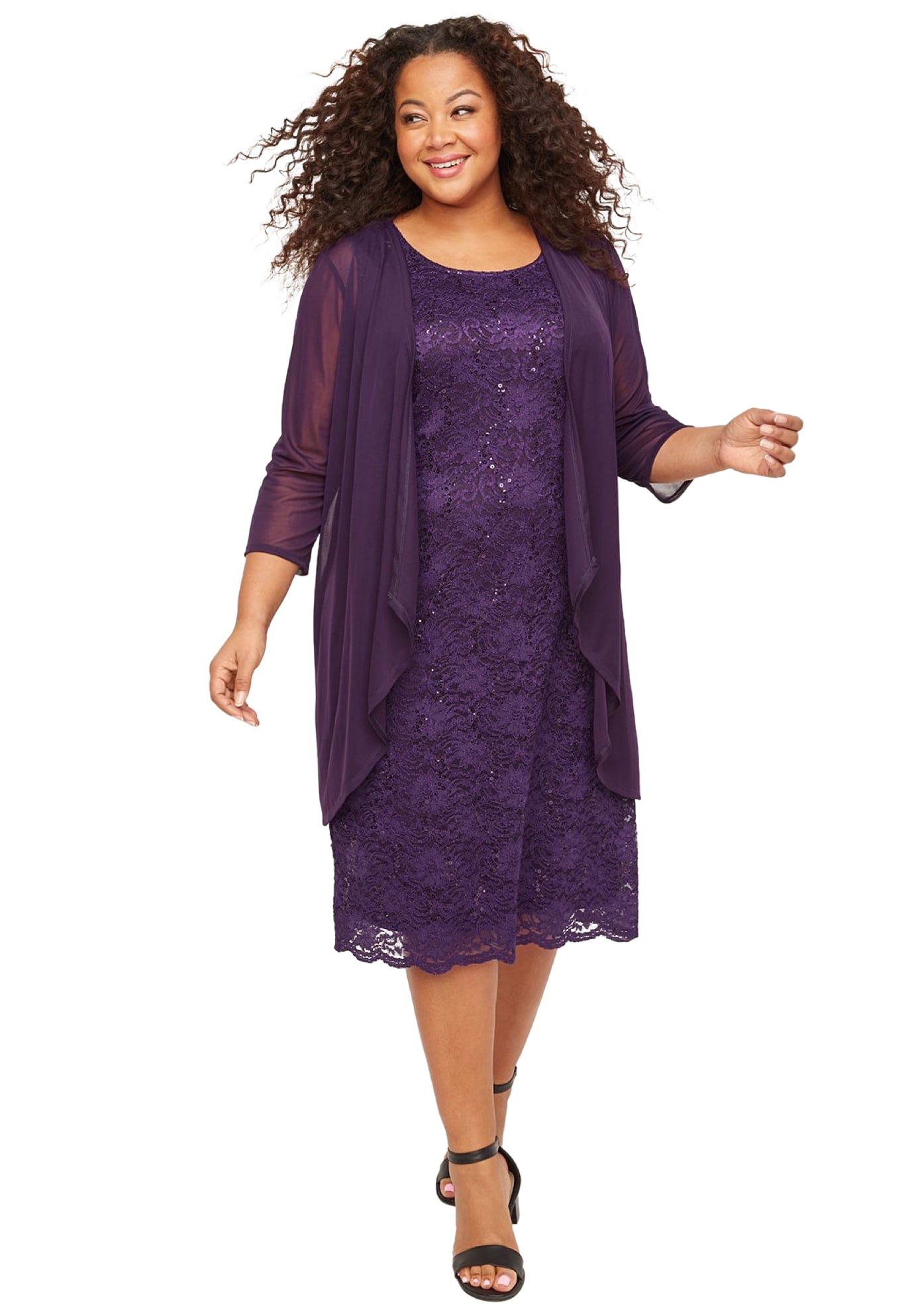 Plus Size Sparkling Lace Jacket Dress Walmart.com