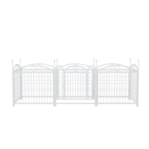 Zephypaws 24" Dog Playpen, 8-Panel Foldable Metal Exercise Pen with Door – Indoor/Outdoor Heavy Duty Puppy Fence, Portable Pet Playpen for Small, Medium & Large Dogs, White