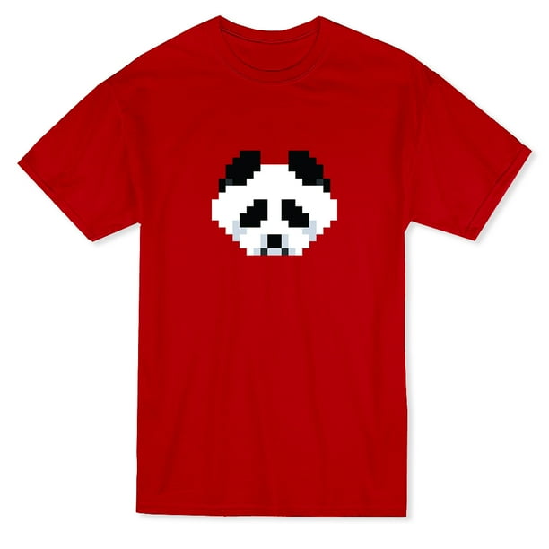 Pixel Panda Face Graphic Men s Red T shirt Walmart