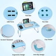 thumbnail image 4 of Lap Desk with Cup Holder, Foldable Laptop Table for Bed, Portable Bed Desk for Laptop and Writing, Computer Tray with Tablet Slot, Notebook Stand Reading Holder for Couch Sofa Floor,Blue, 4 of 4