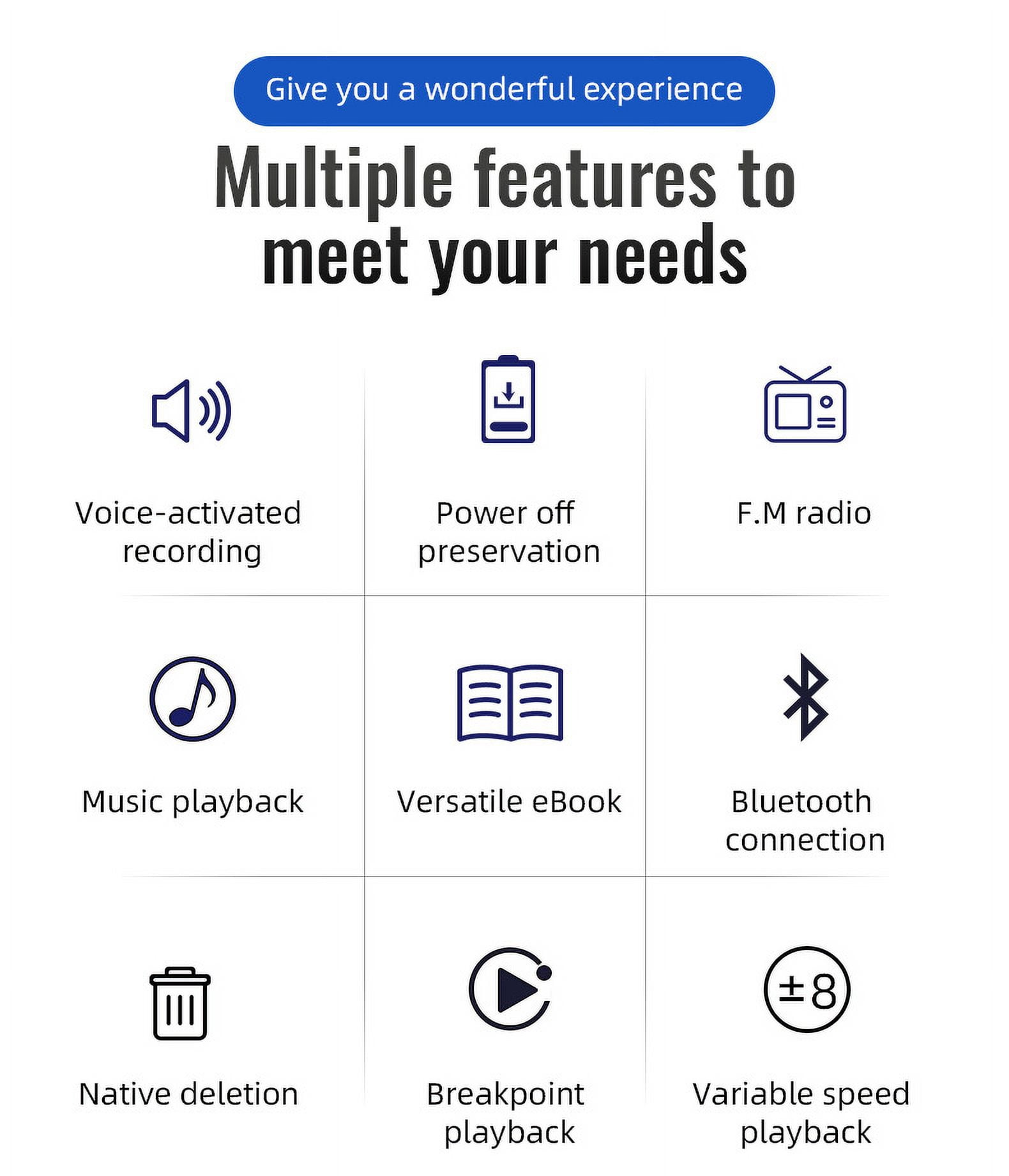 CJBZLCPCOO M9 sports mp4 e-book FM ai intelligent high definition noise reduction voice recorder, bluetooth mp3