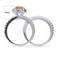thumbnail image 4 of BERRICLE Sterling Silver Halo Wedding Engagement Rings Red Orange Cushion Cut Cubic Zirconia CZ Kaleidoscope Ring Set for Women, Rhodium Plated Size 8, 4 of 10