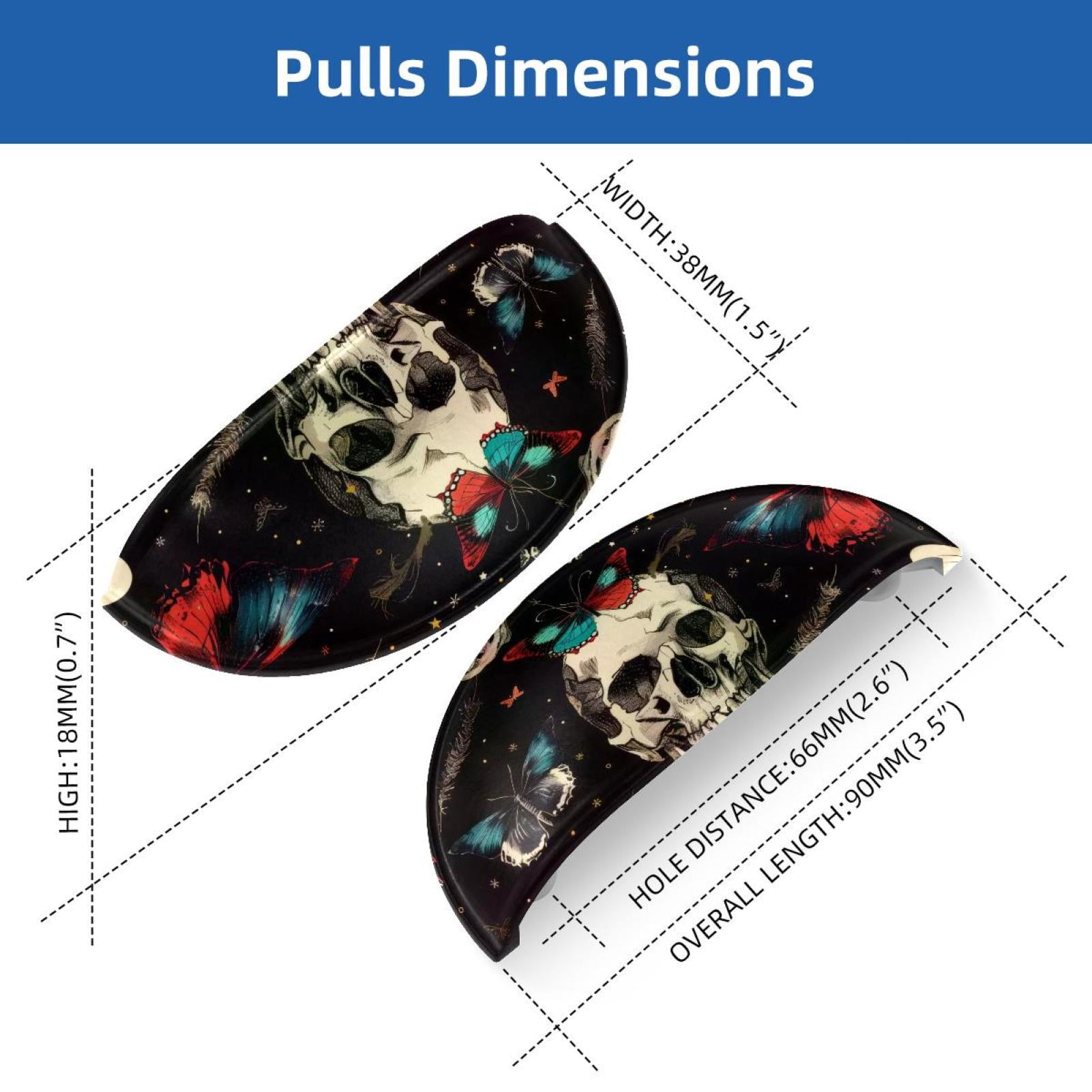 PhooArto 6 Pcs Cup Drawer Pulls, Butterfies Skull Pattern Shell Shape Handles Cabinet Knobs for Dresser Cupboard Closet Wardrobe with Screws
