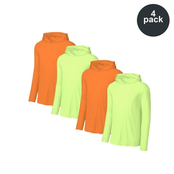 Zfeel Long Sleeve Pullover Hoodie for Men, 4 Pack Hi-Viz Safety Neon Orange & Green Workwear, XL