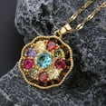 thumbnail image 2 of Rotatable Spinner Flower Pendants Stainless Steel Necklace For Women Red Blue Green Cubic Zirconia jewelry, 2 of 6