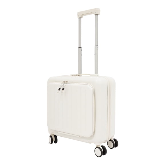 18in Carry on Luggage Hard Shell Suitcases with Laptop Compartment, Rolling Luggage with Access to Central Compartment Hardshell (White)