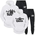 thumbnail image 4 of Chándal con estampado de QUEEN y KING para hombre y mujer, Sudadera con capucha para parejas, ropa deportiva para amantes, conjunto de 2 piezas, 4 of 5