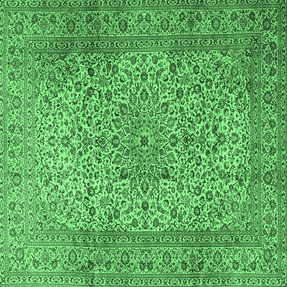 Ahgly Company Indoor Square Persian Emerald Green Traditional Area Rugs, 6' Square