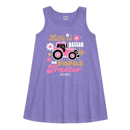 

Case IH - Life Is Better Papas Tractor - Toddler Girls A-line Dress