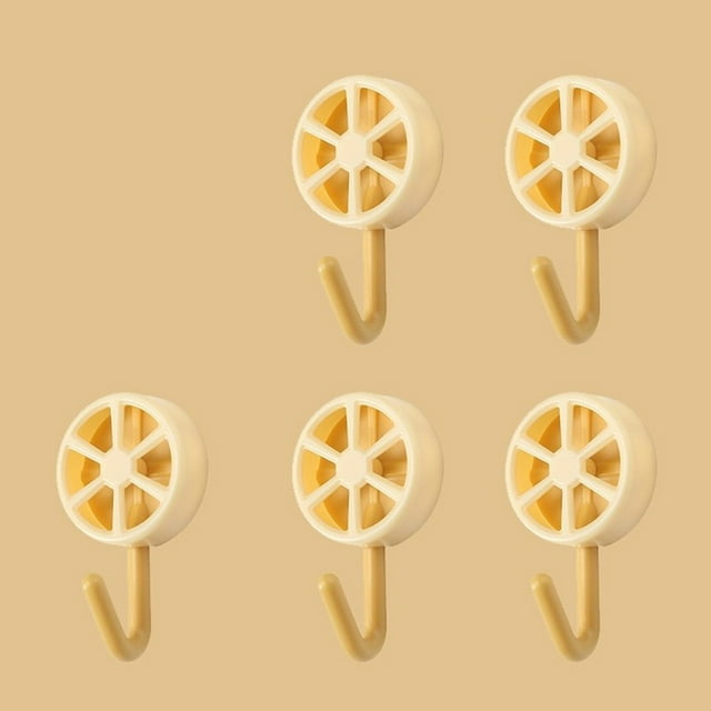 Luckyn 10 Pcs Creative Lemon Hook,Self Adhesive No-Punch Hooks for Door Bathroom Kitchen,Yellow