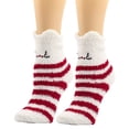 thumbnail image 1 of Fgnfyis Femmes Hommes Hiver Décontracté à Rayures Imprimé Chaussettes Chaudes et Duveteuses pour Femmes Doublées Épaisses Tricotées Mi-Mollet Rouges, 1 of 5
