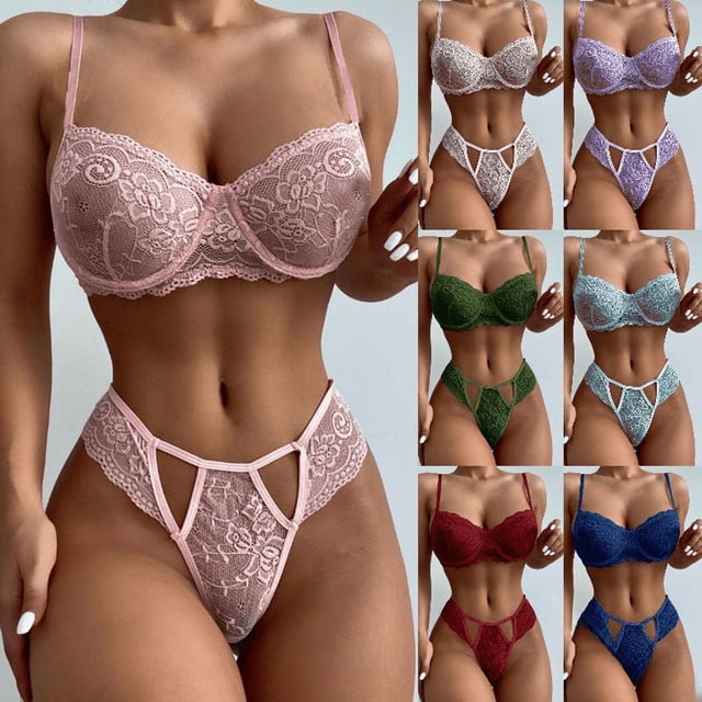 Ropa interior sexy de dos piezas con hebilla frontal de encaje y estilo europeo y estadounidense