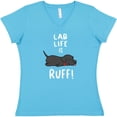 thumbnail image 3 of Inktastic Lab Life is Ruff Labrador Retriever Women's V-Neck T-Shirt, 3 of 5