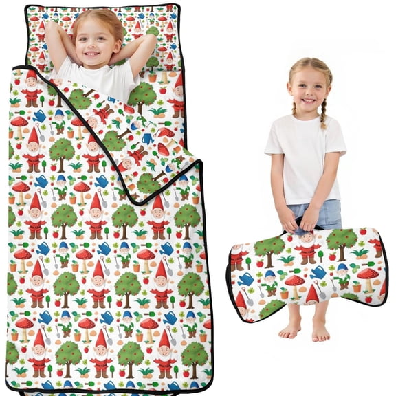 White Christmas Gnome Pattern Toddler Nap Mats for Kids Preschool,50"x20" Sleeping Mat Bag or Kids,Toddler Sleeping Bag,Toddler Nap Mat or Daycare