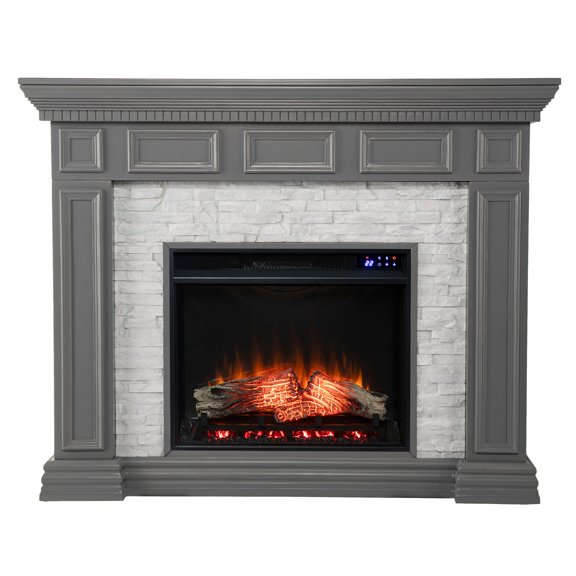 Southern Enterprises 50" Gray and White Contemporary Electric Fireplace