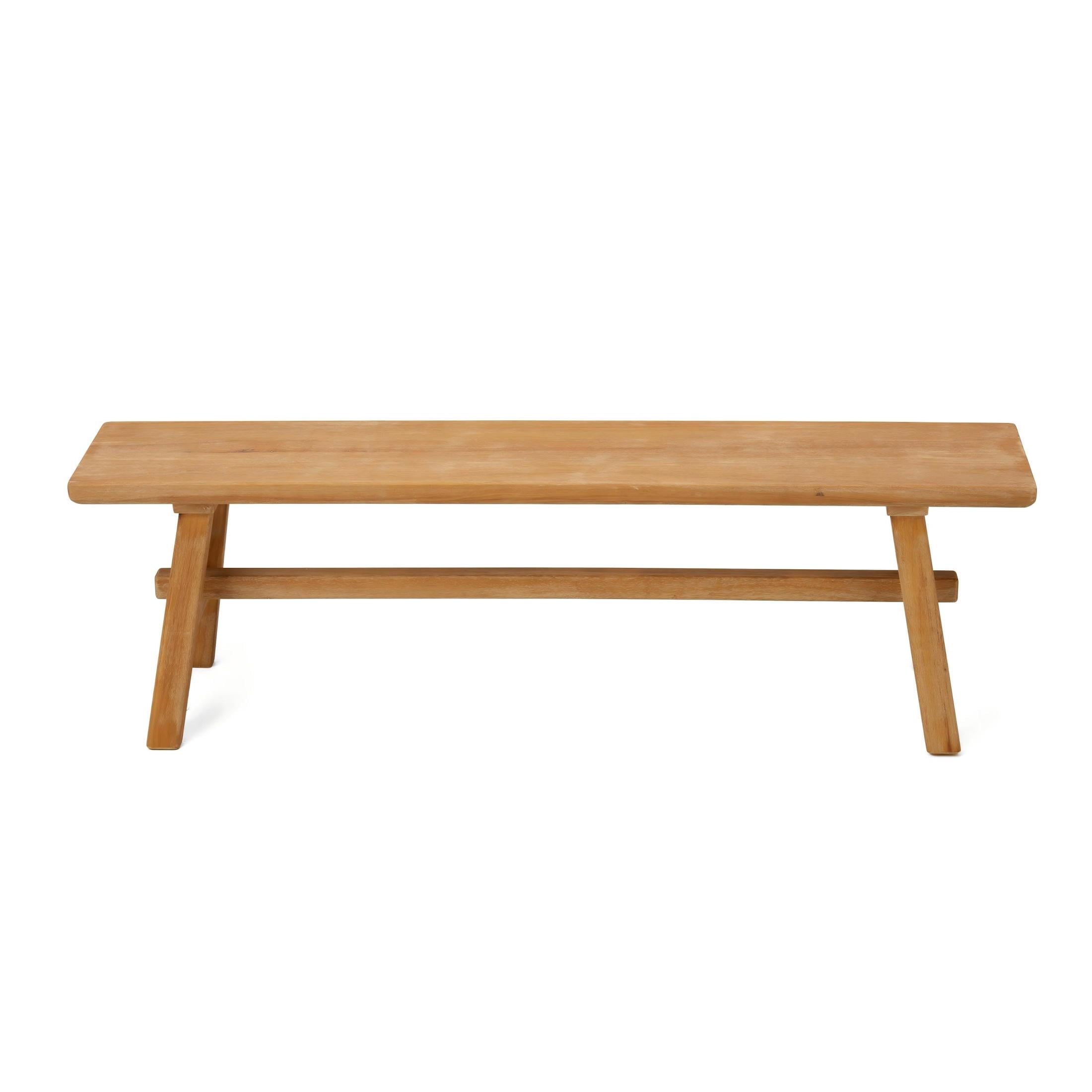 Noble House Manel 55" Solid Rubber Wood Farmhouse Entryway Bench, Decorative Functional Accent Seating, Natural