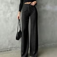 thumbnail image 2 of Yungyresw Dress Pants For Women Straight Wide Leg Solid Color Palazzo Pants Business Casual Trousers Office Work High Waist Pants Black M, 2 of 4