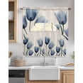 thumbnail image 2 of Spring Floral Swag Valance and Tier Curtains 24'' Length Set, Blue Tulip Summer Botanical Rustic Light Filtering Kitchen Curtains, Tier Curtain Valances for Bathroom/Living Room/Bedroom/Café, 2 of 6