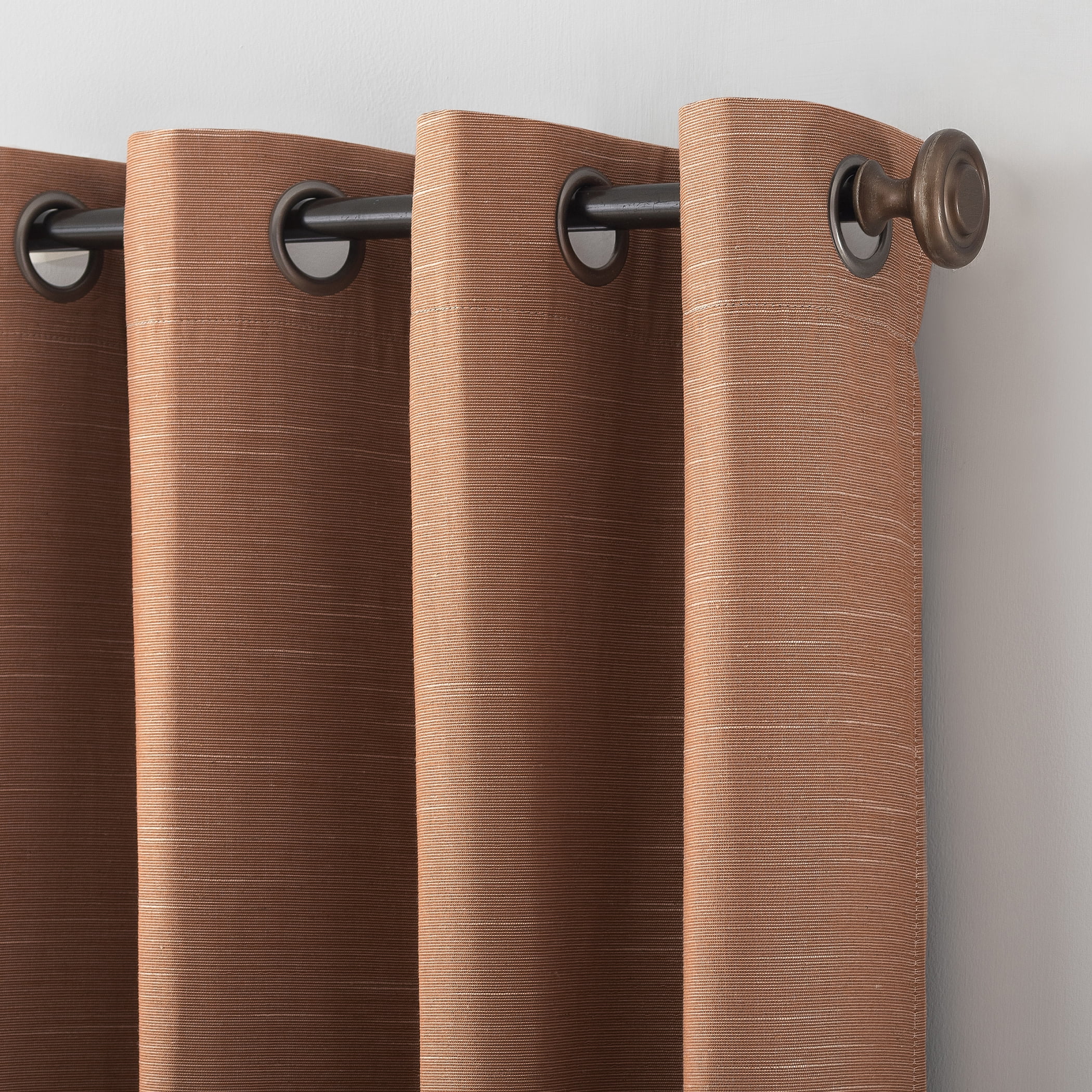 Archaeo Textured Linen Blend Total Blackout Grommet Top Curtain, 50"W X 96"L, Pecan Brown