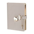 thumbnail image 1 of Diario Uxcell B6 con cerradura y llave, cuaderno de cuero para journaling lindo, diario con cerradura, gris, 1 of 7