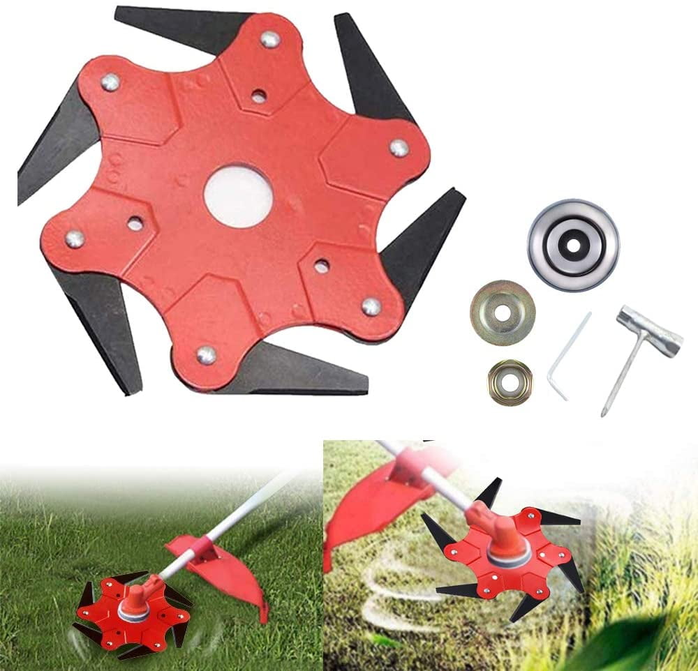 6 Teeth Steel Blades Razors Trimmer Head with Working Head,65Mn Lawn ...