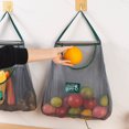 thumbnail image 3 of Hanging Mesh Bag Vegetables and Fruits Reusable Fruit and Vegetable Bags Breathable Mesh for Vegetables, Fruits, Kitchen Storage white and blue 41*35cm, 3 of 5